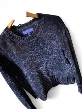 Aeropostale Navy Chenille Scoop Crewneck Sweater